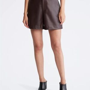 Women's Brown Leather Shorts